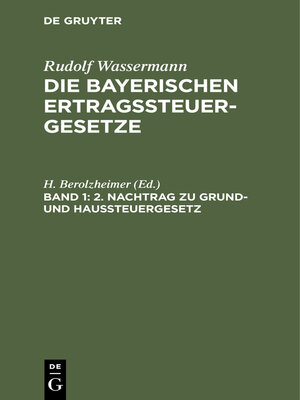 cover image of 2. Nachtrag zu Grund- und Haussteuergesetz